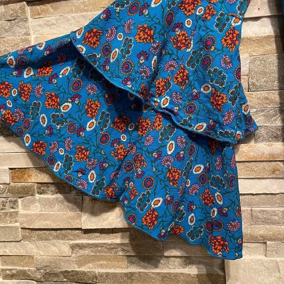 Intimately Free People Bodysuit M Azure | She’s Dainty Floral Bell Sleeve V-Neck - Picture 5 of 8